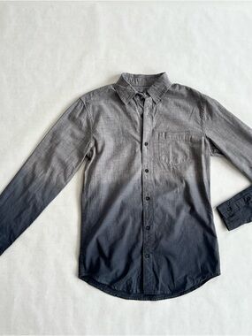 George Slim Fit Gray & Blue Ombre Button Up Cotton Shirt Men’s Size Small